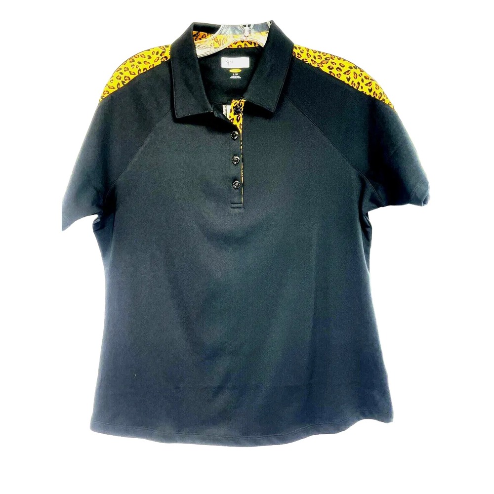 Greg‎ Norman Play Dry Womens Sz Large Black Golf Polo Shirt (H27) NW/OTs